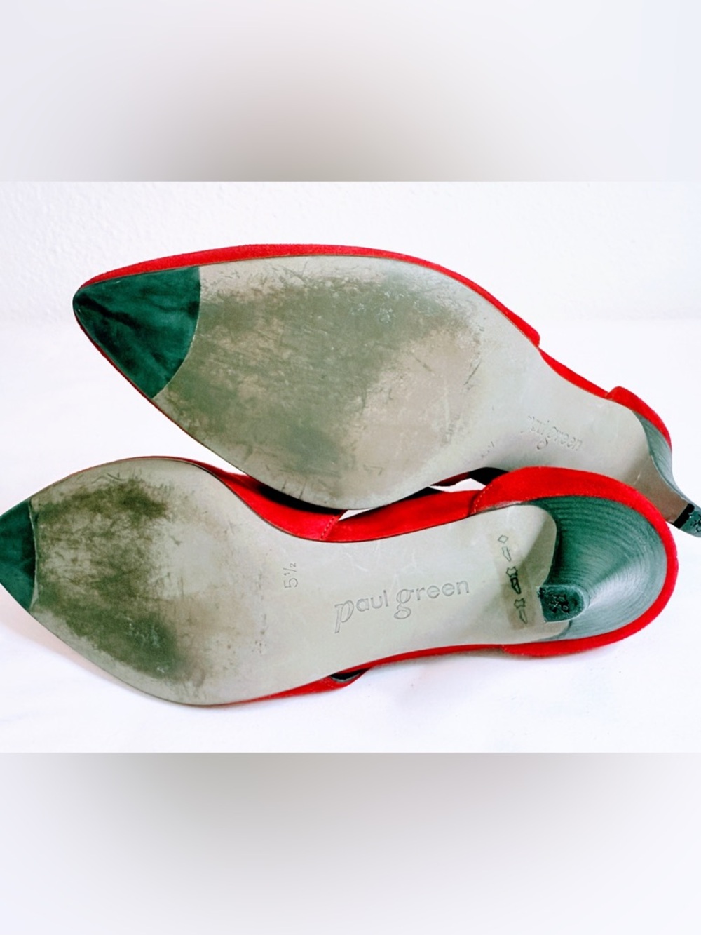 Paul Green Red Suede D’Orsay Heels Pointed Toe Pumps EU 38.5 US 8 - Picture 13 of 16